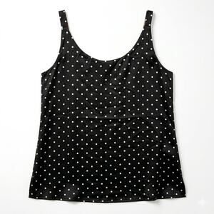 Reversible Polka Dot & Floral Cami Tank Top Black Gold Size L